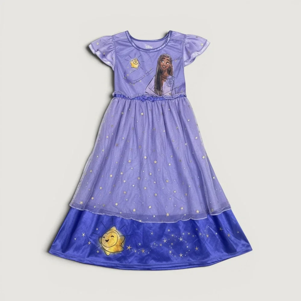 Disney Wish Asha Princess Costume Dress Nightgown Girls 6 Purple Fantasy Gown